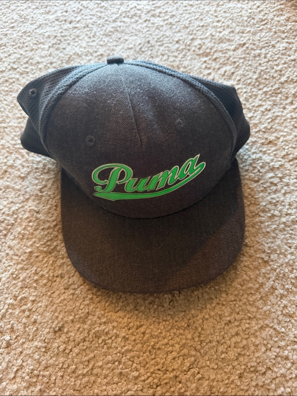 Puma Black Cap with Green Script Logo